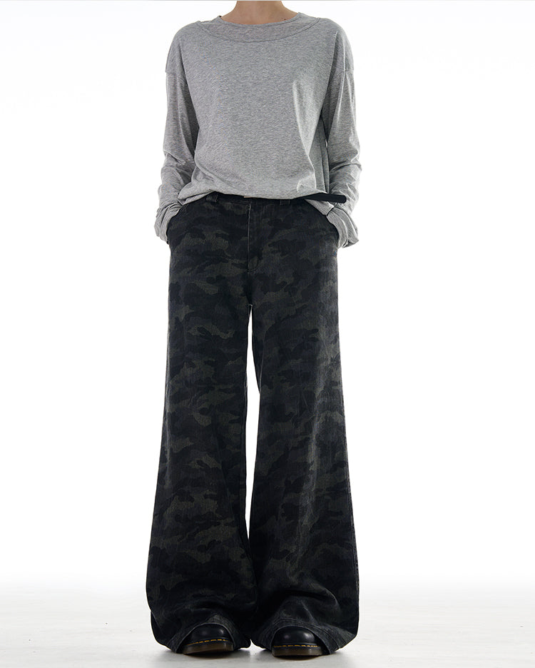 MADWITCH WASHED CAMO CASUAL PANTS #L844