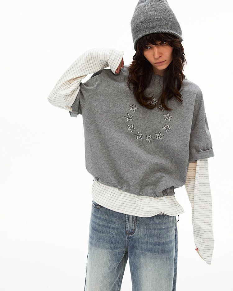 MADWITCH PATCHWORK FAUX LAYER TEE #T633