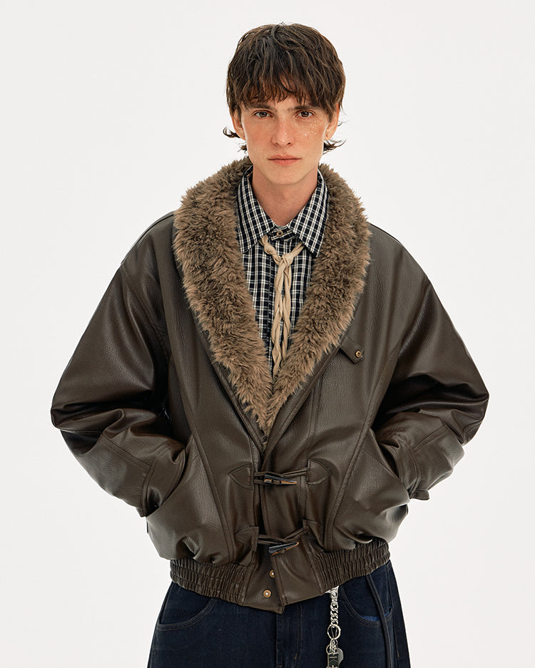 MADWITCH HORN BUTTON LEATHER QUILTED JACKET #AW25507