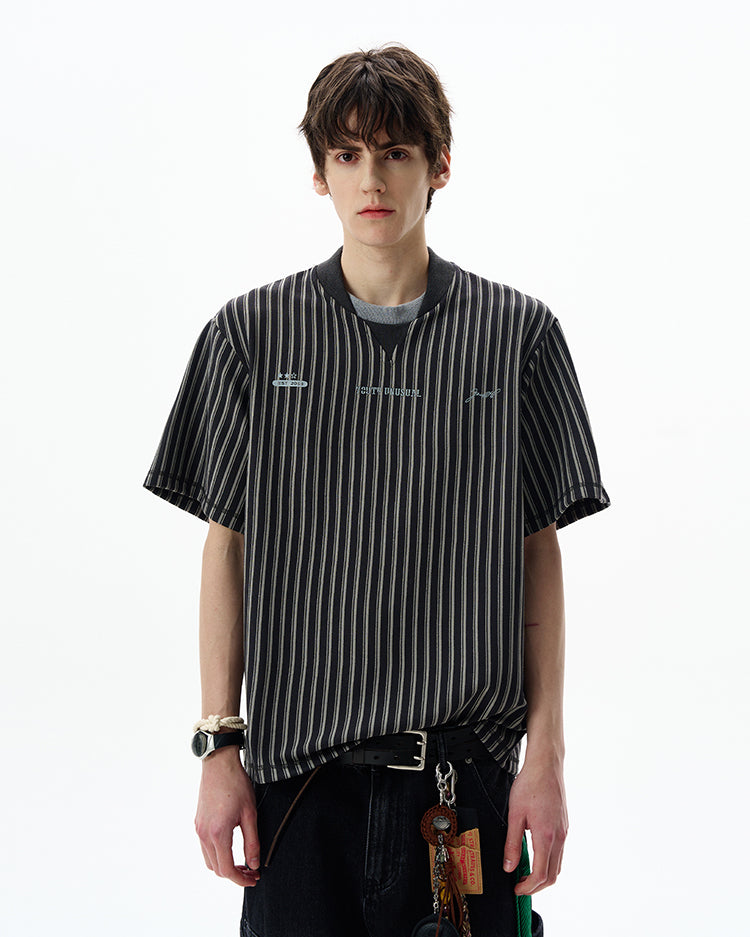 MADWITCH VINTAGE STRIPED TEE #X006