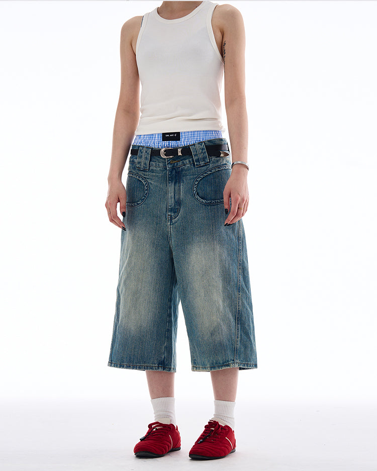 MADWITCH DESIGNER-STYLE CROPPED JEANS #L826