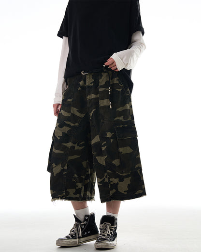 MADWITCH RAW HEM CAMO CARGO PANTS #CK252D