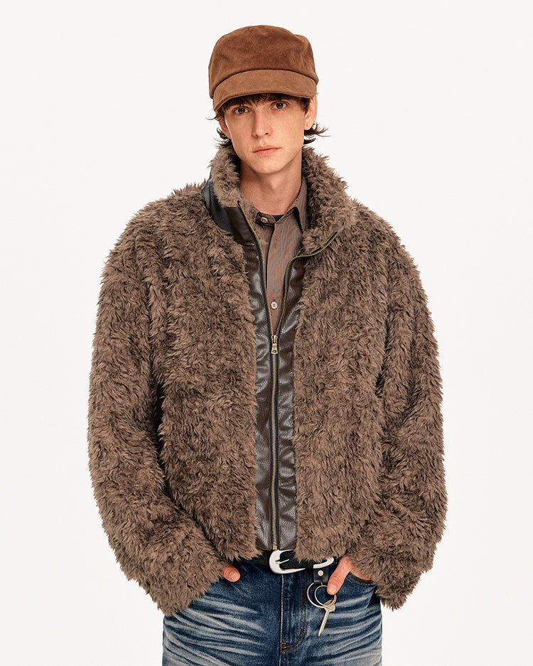MADWITCH PATCHWORK SHEARLING COLLAR JACKET #256152