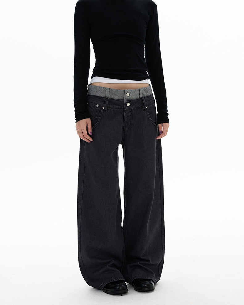 MADWITCH DOUBLE WAISTBAND WIDE JEANS #G6916