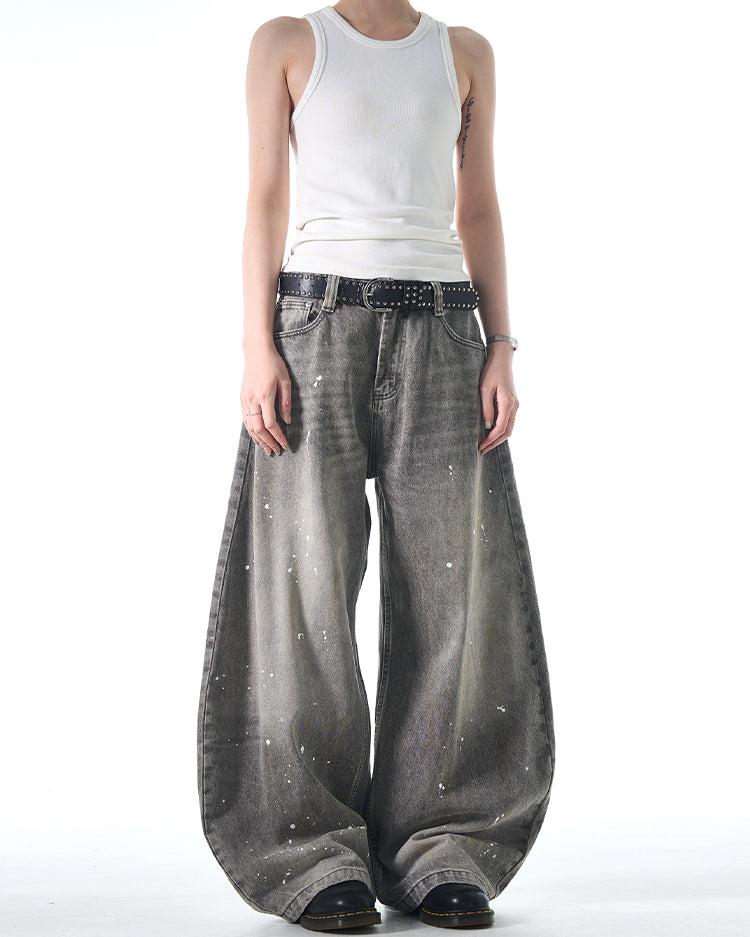 MADWITCH WIDE-LEG BEND-KNIFE JEANS #FX066