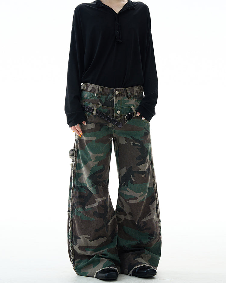MADWITCH DESIGN CAMO CARGO PANTS #G6841