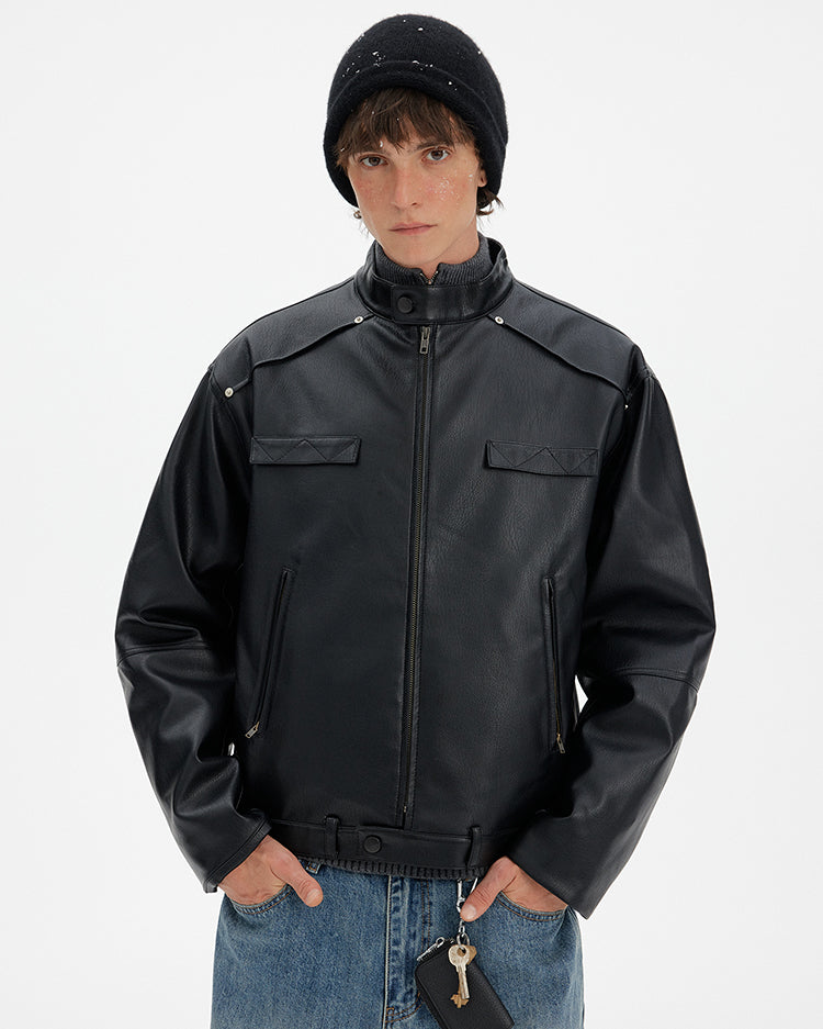 MADWITCH DECONSTRUCTED PU BIKER DOWN JACKET #YR001