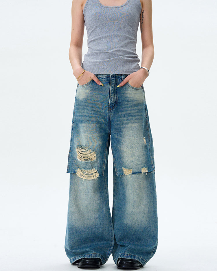 MADWITCH PATCHWORK DISTRESSED JEANS #CK1168
