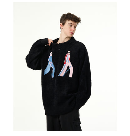 MADWITCH EMBROIDERED COUPLE SWEATER #81039