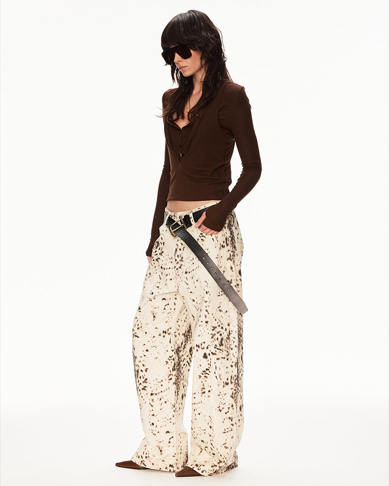 MADWIT LEOPARD PRINT JEANS #DR6998