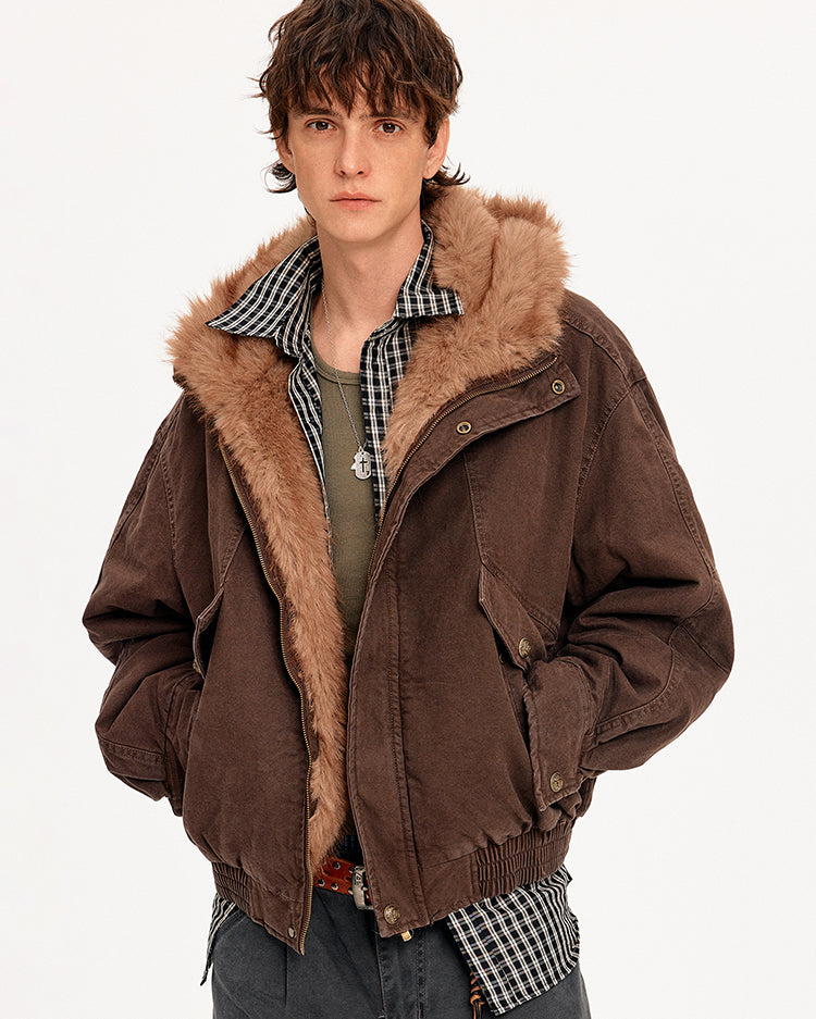 MADWITCH PATCHWORK HOODED FUR JACKET #880669