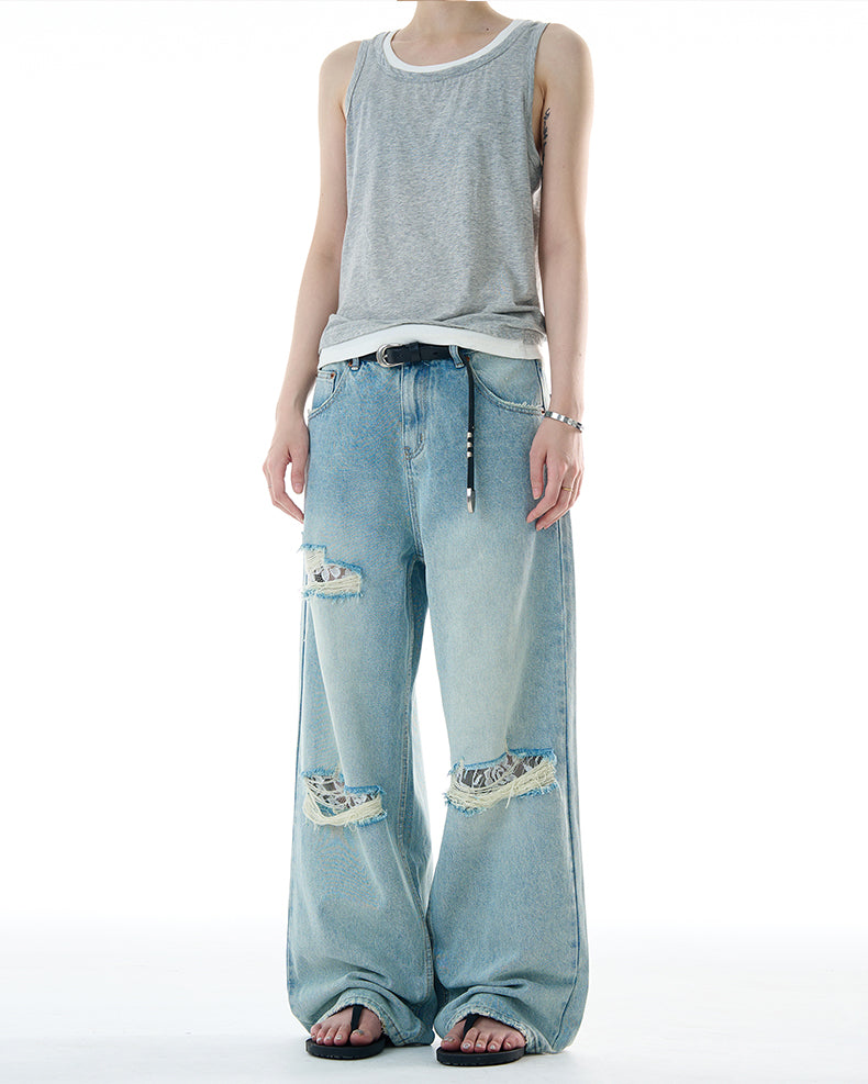 MADWITCH STRAIGHT LEG RIPPED JEANS #CK9579