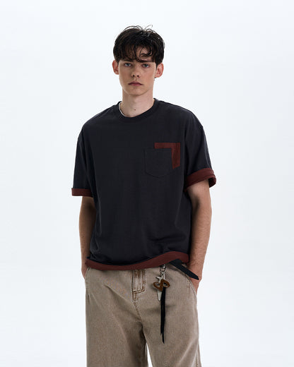 MADWITCH CONTRAST COLOR CREWNECK TEE #C205C25