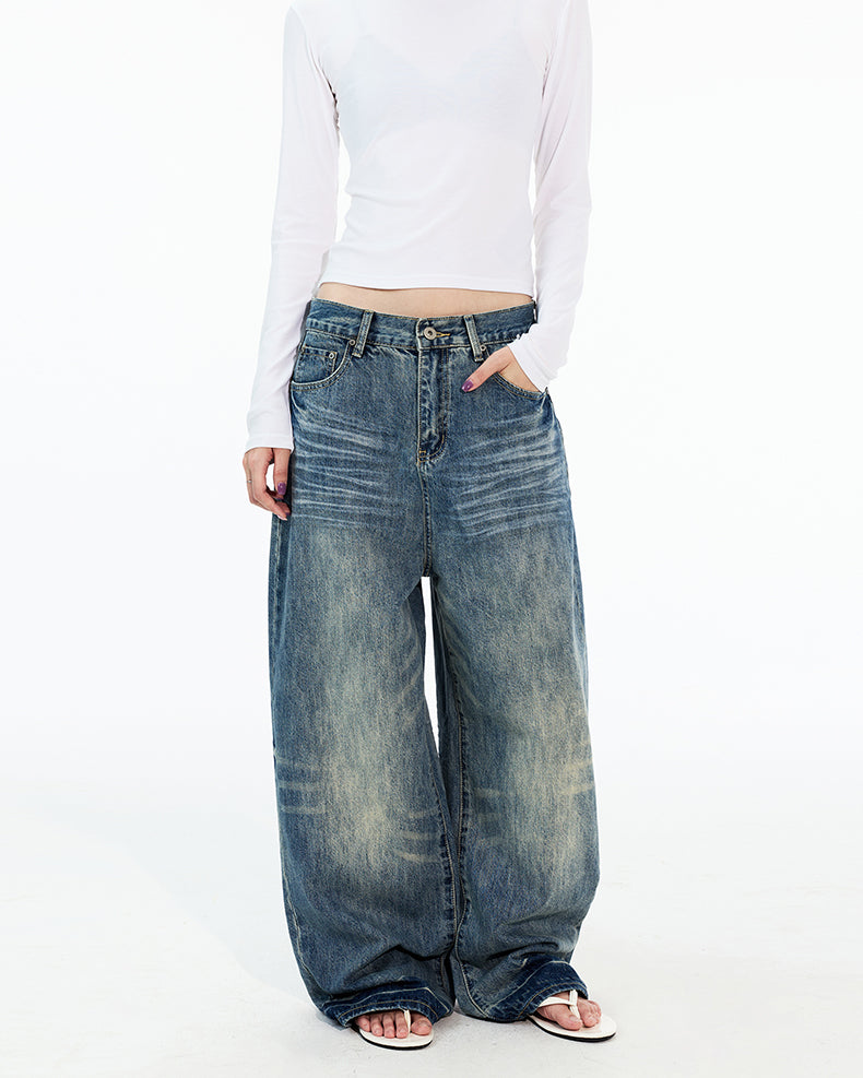MADWITCH WHISKER WASH WIDE JEANS #6105