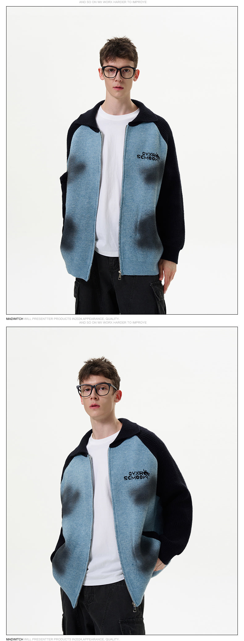 MADWITCH COLOR-BLOCKED SWEATER JACKET #M390
