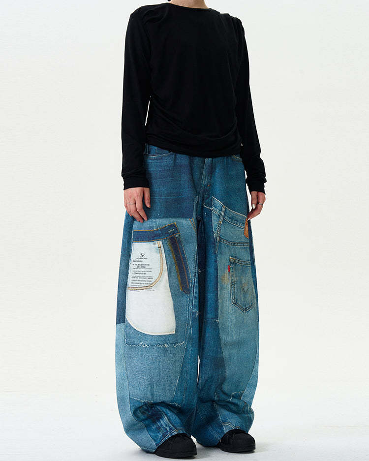 MADWITCH 3D PRINTED WIDE LEG JEANS #MQ6715