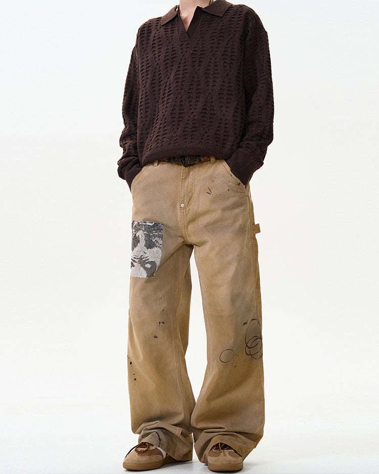 MADWITCH SPLATTER PAINTED WORKWEAR JEANS #CK3330