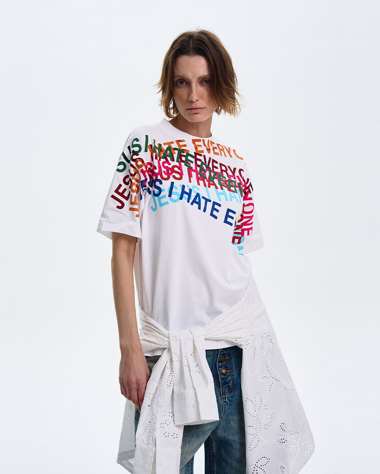 MADWITCH ORIGINAL LETTER PRINT T-SHIRT #MD4113