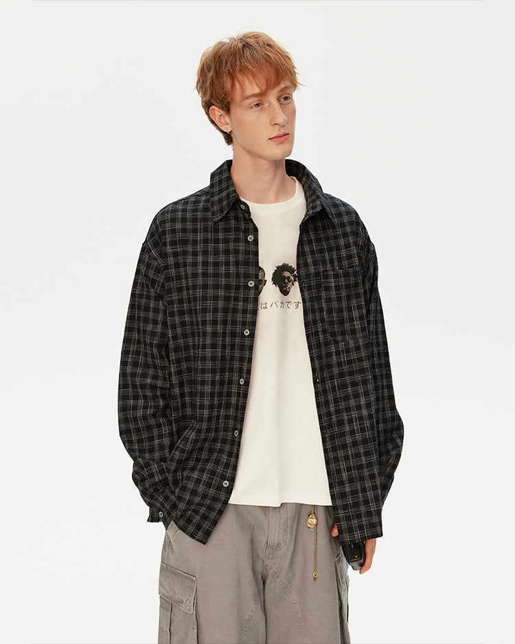 MADWITCH BLACK PLAID SHIRT #CS127