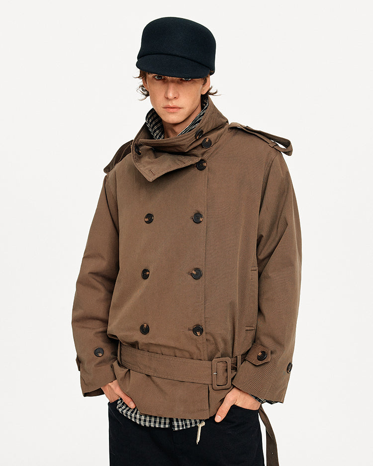 MADWITCH DOUBLE BREASTED STAND COLLAR COAT #BM434