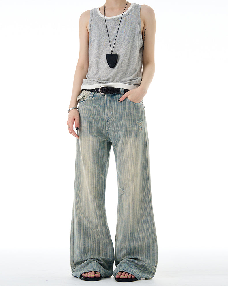 MADWITCH VINTAGE SLUB COTTON JEANS #Z011