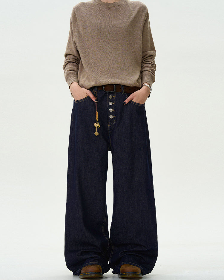 MADWITCH BUTTON-FLY STRAIGHT-LEG JEANS #WHOA094