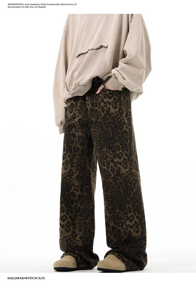 MADWITCH LEOPARD PRINT CASUAL PANTS #WH6854