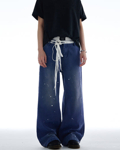 MADWITCH VINTAGE SPLATTERED DENIM JEANS #G6671