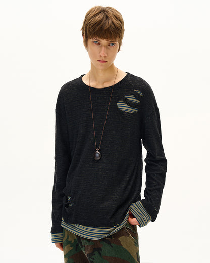 MADWITCH UNISEX DISTRESSED KNIT LONG SLEEVE #SD14