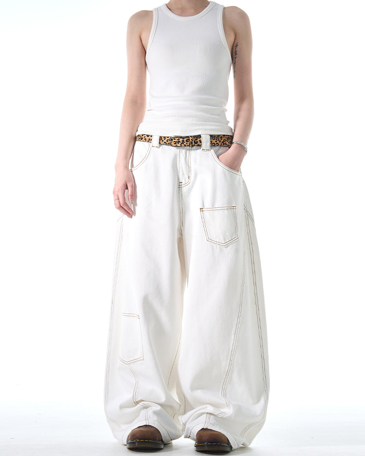MADWITCH DESIGNER-STYLE WIDE-LEG JEANS #L665