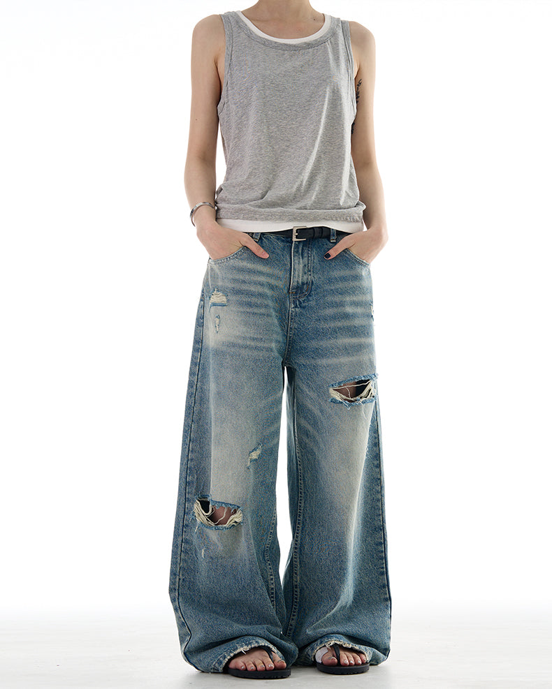 MADWITCH HIGH STREET VIBE DISTRESSED DENIM JEANS #K9559