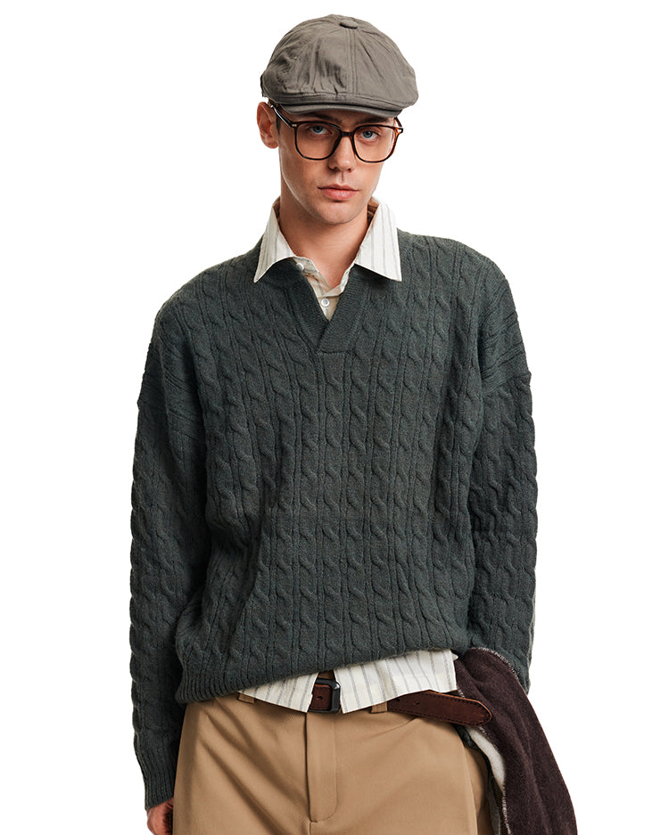 MADWITCH CABLE VEE SWEATER #25716