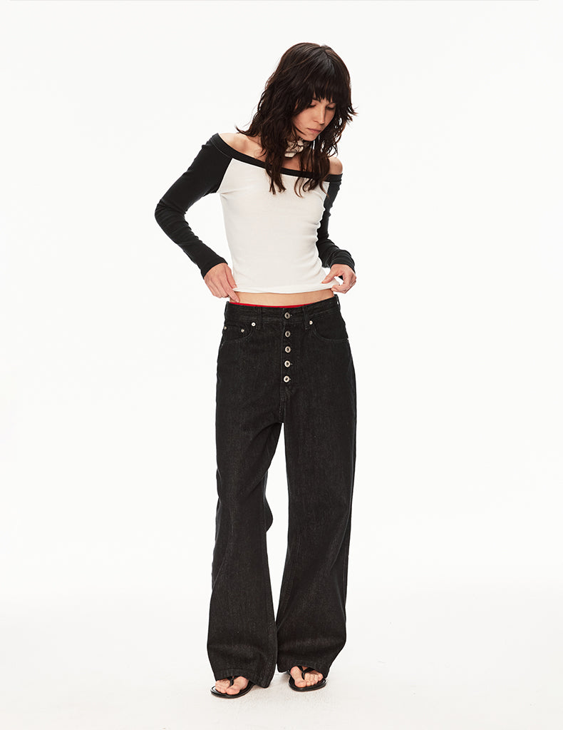 MADWIT VINTAGE BUTTON JEANS #G6969