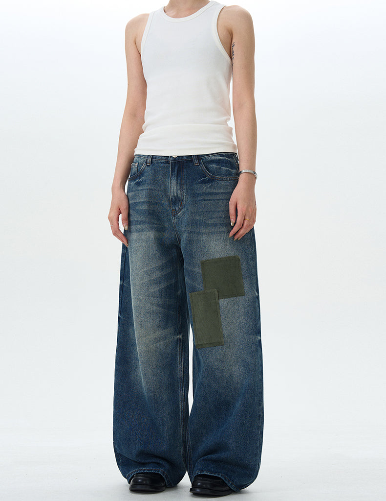 MADWITCH PATCHWORK WASHED DENIM JEANS #DR6201