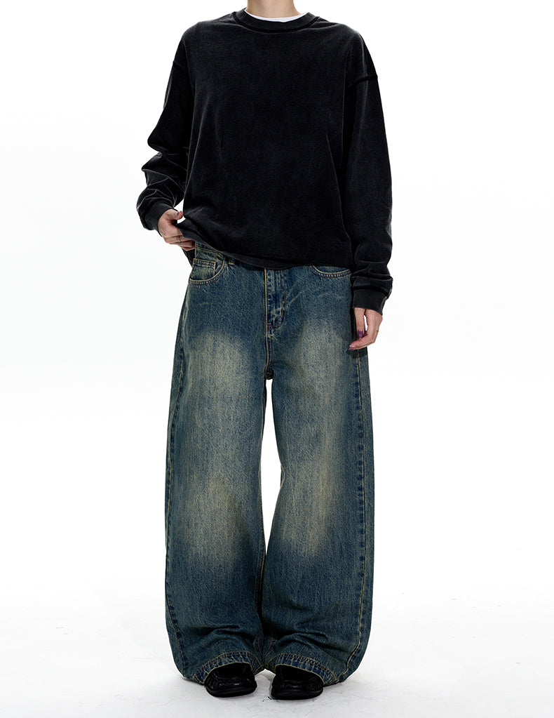 MADWITCH VINTAGE WASHED WIDE LEG JEANS #CK5576