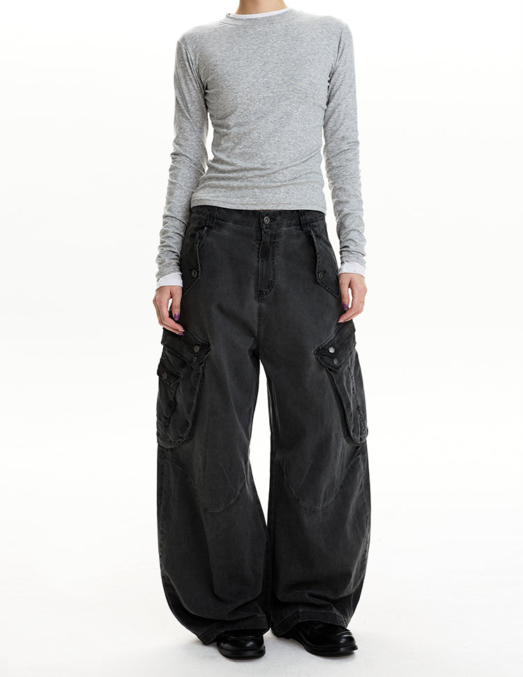 MADWIT DISTRESSED WIDE WORK PANTS #CK6932