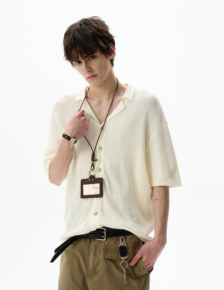 MADWITCH OLD MONEY CABLE KNIT SHIRT #68827