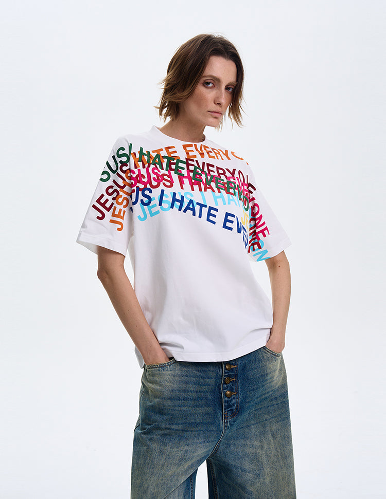 MADWITCH ORIGINAL LETTER PRINT T-SHIRT #MD4113