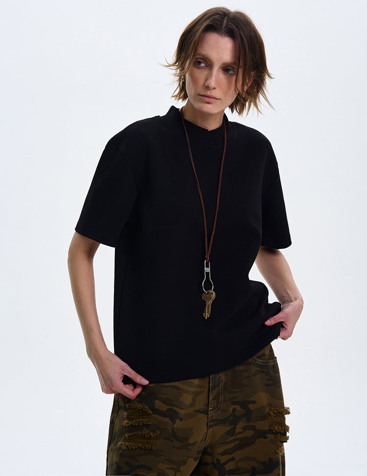 MADWITCH MINIMALIST SMALL COLLAR T-SHIRT #241316