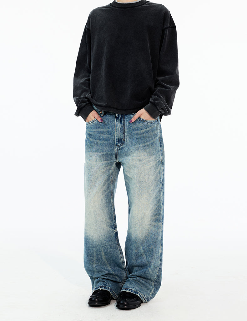 MADWITCH FADED WASH STRAIGHT LEG JEANS #GPC9758