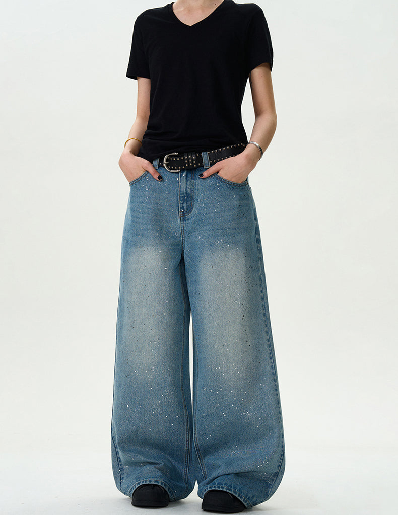 MADWITCH STAR PRINT WASHED DENIM JEANS #WHOA083
