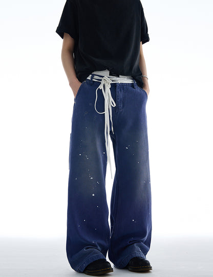 MADWITCH VINTAGE SPLATTERED DENIM JEANS #G6671