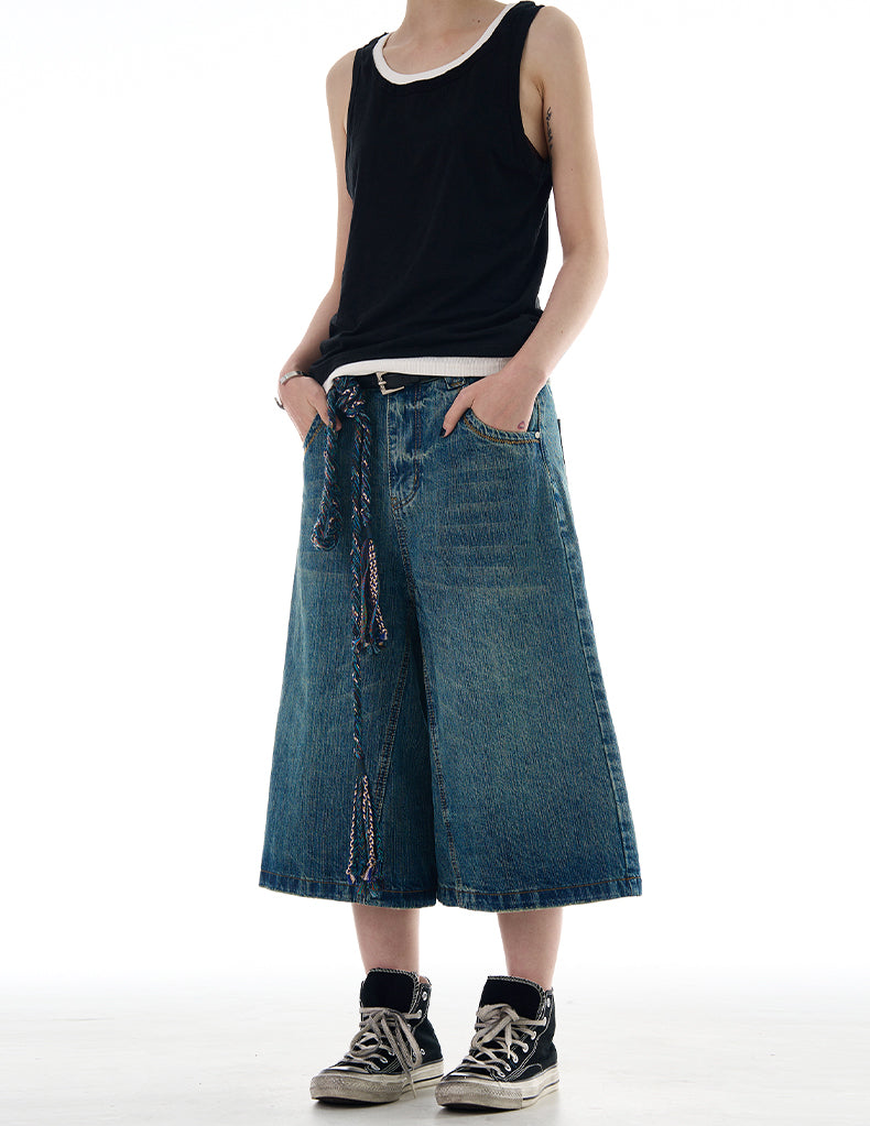 MADWITCH WASHED WIDE LEG DENIM JEANS #L562