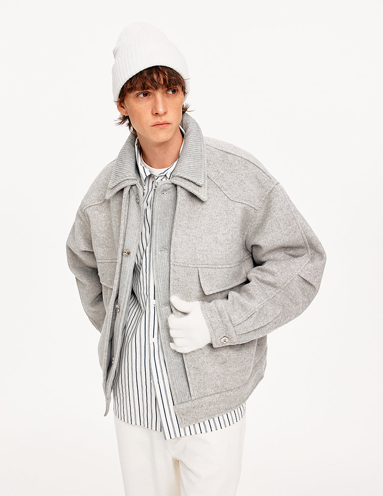 MADWITCH FAUX LAYER DOUBLE COLLAR JACKET #180956