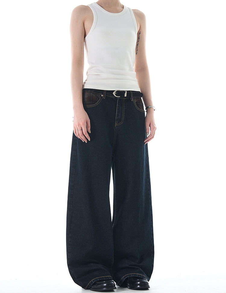 MADWITCH PATCHWORK STRAIGHT-LEG JEANS #G6651