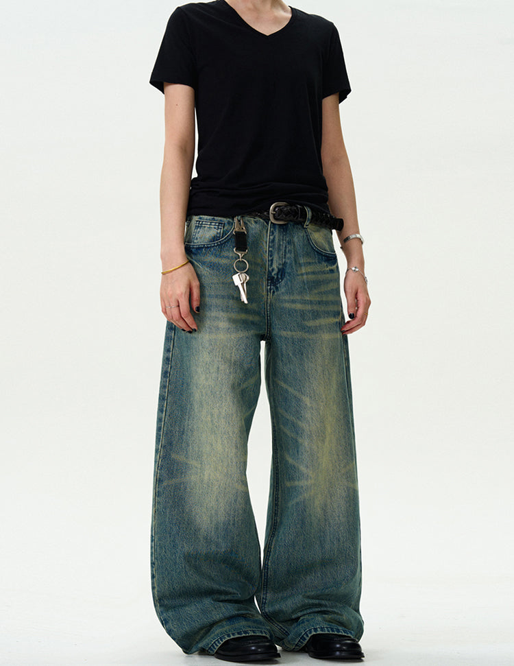 MADWITCH STRAIGHT LEG WIDE-LEG DENIM PANTS #G6621