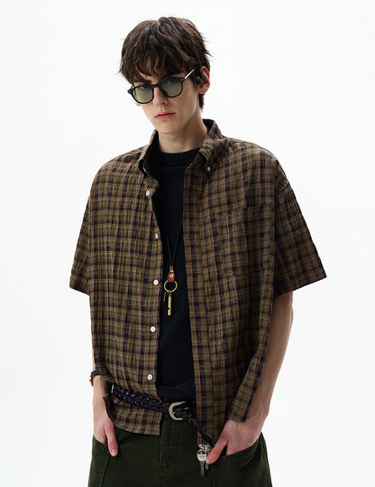 MADWITCH SEERSUCKER SHORT SLEEVE SHIRT #CR252
