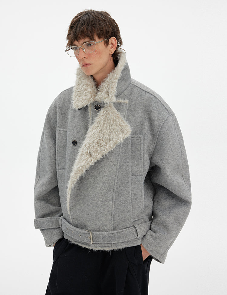 MADWITCH RETRO DOUBLE-BREASTED FUR PARKA #880560