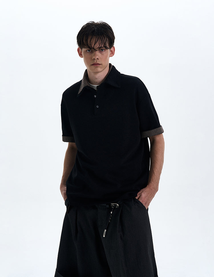 MADWITCH PLAID TURN-DOWN COLLAR SHORT SLEEVE SHIRT #C1768C25