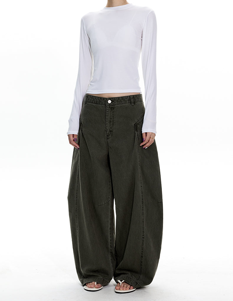 MADWITCH DECONSTRUCTED WASHED WIDE PANTS #A620